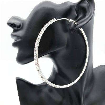 China Fast Delivery Large Hoop Earrings For Women Hip Hop Crystal Rhinestone Hoop Earrings Gold Plated Rose Gold Plated Large Hoops For Women for sale