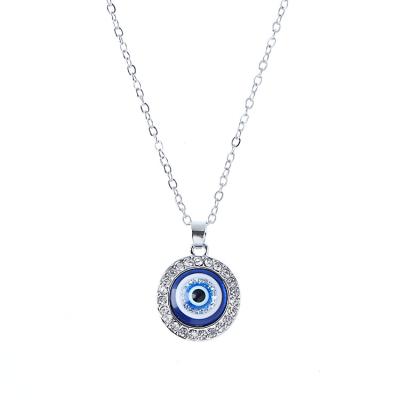 China Newest Design FASHIONABLE Gold Silver Color Zircon Around Shaped Evil Eyes Pendant Necklace For Protection for sale