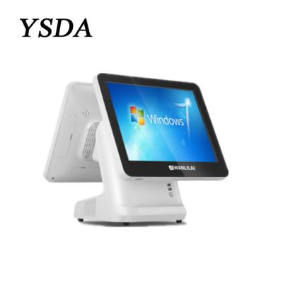 China Windows POS Terminal Cash Register Touch Screen POS Terminal Offline POS Systems Dual 15inch Screen for sale