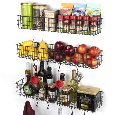 China Hanging Fruit Basket Stocked Wire Baskets JH-Mech Metal For Kitchen Organization And Storage Multisize Metal Shelves Wire Basketv for sale