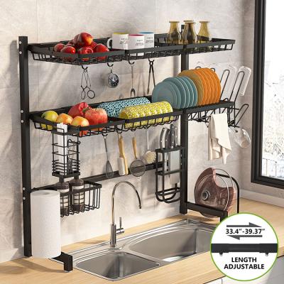 China JH-Mech 3 Tier Stainless Steel Kitchen Rack Stocked Dish Drainers Large For Home Kitchen Countertop Storage Shelf Kitchen Wire Rack for sale