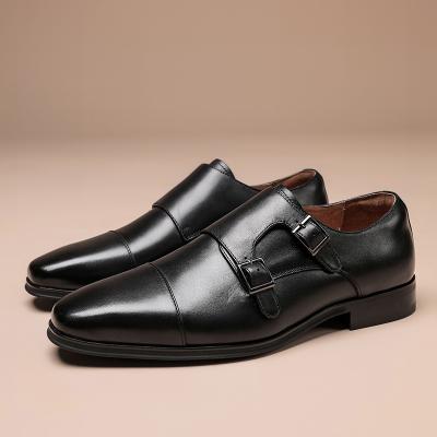 China 2021 Sizes Industrial Growing Modern Design Strap Shoes Genuine 100% Premium Leather Black Brown Insulative Office Monk 3-7 Days for sale