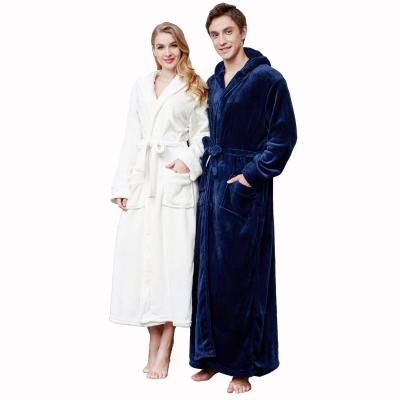 China QUICK DRY Home Robe Plus Size Flannel Fleece Long Warm Comfy Bathrobe Pajamas For Family With Hooded for sale