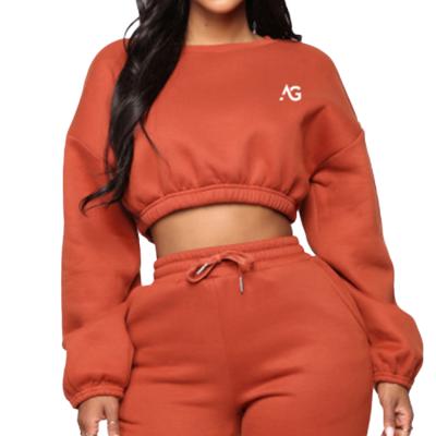 China Factory Direct Sale 100% Cotton Spring Short QUICK DRY Women Cropped Hoodie Set for sale