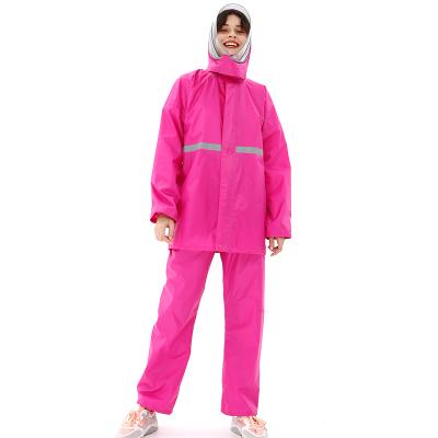 China Eco-friendly Hooded Soft Rain Wear Sets For Adult Waterproof 190T Polyester Raincoat Suit for sale