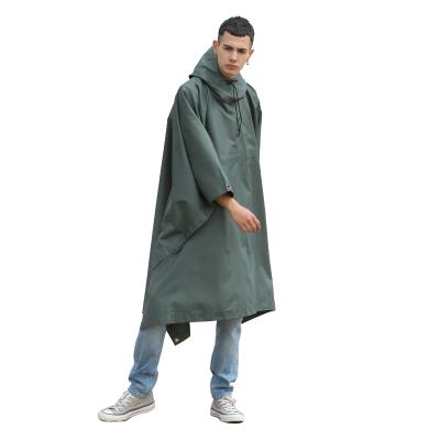 China Reusable Eco-friendly Adults Polyester Rain Poncho For Man Wear 100% Waterproof Raincoat Poncho Army Green for sale