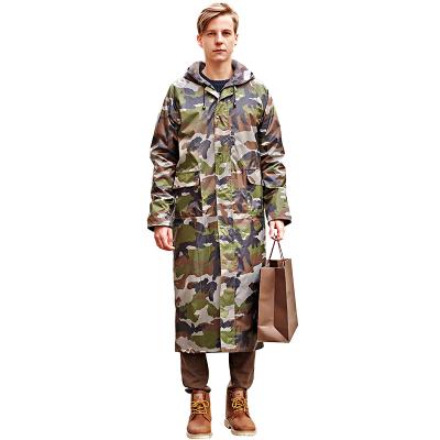 China Polyester Anorak Long Rain Coat Eco-friendly Waterproof Jacket Adult Camouflage For Man Woman for sale