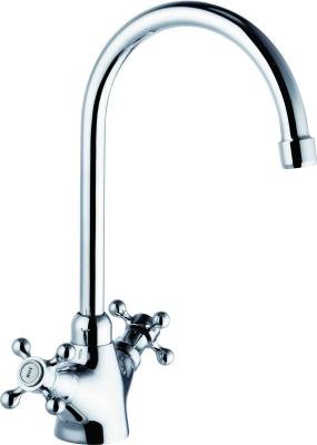 China Chrome Keukenkraan Mixer Tap Dubbele Handle Contemporary Style Te koop