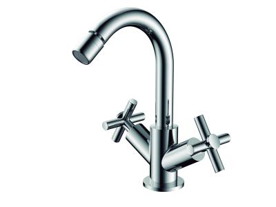 China Doppelgriffe Bidet Mischer-Tappen Chrom-Finish Messing Waschbecken Mischer-Tappen zu verkaufen