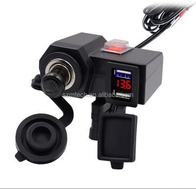 China MP3/MP4 Player Motorcycle Dual USB Car Fast Charger With 12V Plug Dual USB Outlet Smart Car Charger With LED Voltmeter for sale