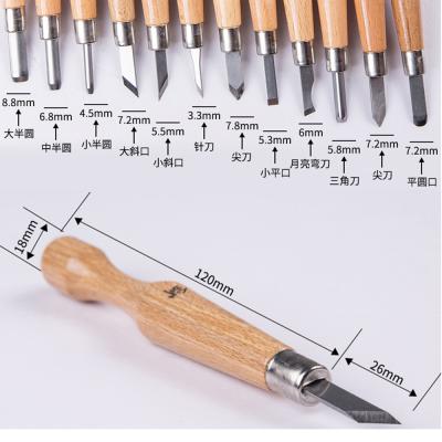 China Thumb Button Precision Cutter Wood Carving Knives Sets WOOD CUT CHISEL 12PC SET for sale