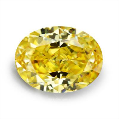 China Game Or Fire Color In Stock Wholesale Price 4K Crushed Ice Cut Synthetic Zircon Loose USA Yellow CZ Oval Shape for sale