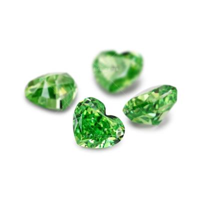 China Wholesale Game Or Fire 9*9mm 4K 5A+ Color Lab Created Green Synthetic CZ Stones Crushed Ice Cut Heart Cut Zircon Price for sale