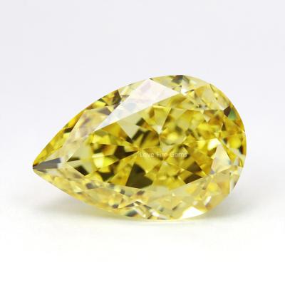 China Top Quality Loose Fire Life Sizes Pear Shape CZ Gemstone Crushed Color Play Or Ice Cut Synthetic Canary Yellow Zircon Stones for sale