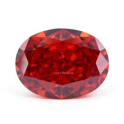 China Color game or fire LARP 4K crushed ice to cut diamonds CZ 5A+ synthetic loose oval shape padparadscha color zircon for sale