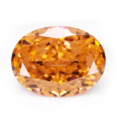 China High Quality 4k Loose Synthetic Oval Color Game Or Fire CZ Cut Crushed Ice To Cut Change Color Orange Zircon CZ Stones for sale