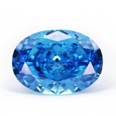 China HOT Selling 4K Color Game Or Fire Cut Crushed Oval Blue Stone Fancy Shape Color Ice Cream Aqua CZ Synthetic Loose CZ Zirconia for sale