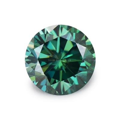 China Deep Green Color Game Stones 10 Carat Vvs Moissanite Or Fire Color 14mm Round Brilliant Cut Loose Cut Lab Grown Moissanite for sale