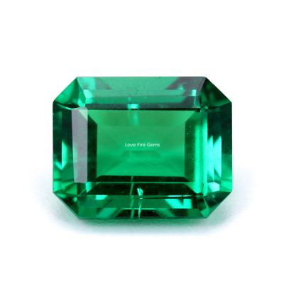 China Green Gemstone Octagon Cut Synthetic Lab Developed Wholesale Price Hydrothermal Colombian Game or Color Fire Created Green for sale