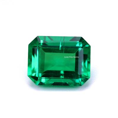 China Wholesale Green Color Game Or Fire Price Per Carat Synthetic Lab Grown Hydrothermal Colombian Green Gemstone for sale