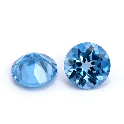 China Natural Game Or Fire Color Gemstone Round Shape 7mm Faceted Loose Stone Natural Swiss Blue Topaz for sale