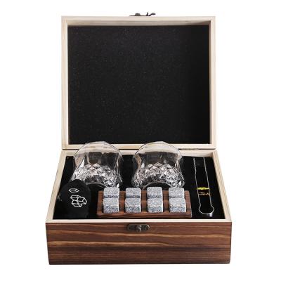 China Sustainable Amazon  Granite Chilling Whiskey Rocks Whiskey Stones Set With Glasses Stone Gift Box Set For Men for sale