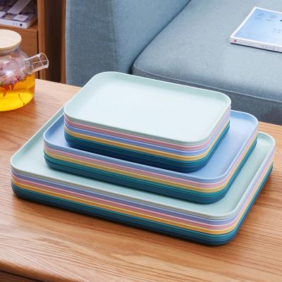 China Sustainable Wholesale Eco-Friendly Wheat Straw Plastic Fast Food Serving Tray Set Korean Style Plates for sale