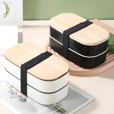 China Modern Minimalist Kids Microwavable Lunch Box Plastic Bamboo Bento Box For Kids New Design Food Box for sale