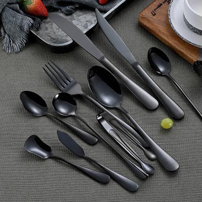 China Viable Hot Sale Black Cutlery Set Stainless Steel Knife Fork Spoon Gold Silverware Stainless Steel Flatware For Wedding for sale