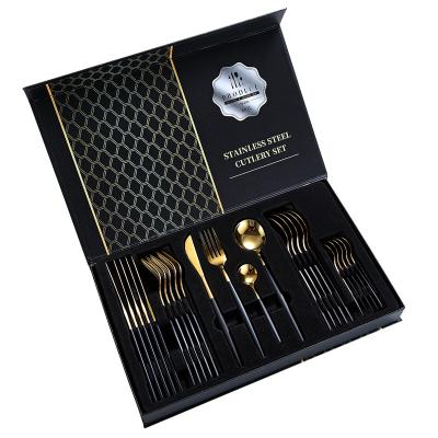 China Portuguese Luxury Gold Plated Cutlery Sustainable Suitable For Weddings And Partiescutlery Set Stainless Steel 24pcs for sale