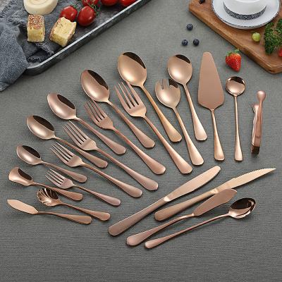 China Sustainable Rose Gold Stainless Steel Flatware Restaurant Hotel Copper Cutlery Fish Knife Spoon Fork for sale