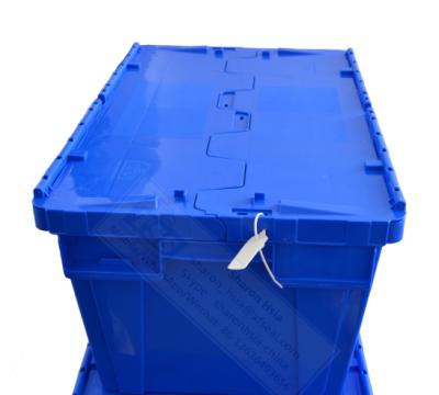 China Plastic Tote Box Safety Box Disposable Carrying Moving Crate With Zip Tie Safety Seal 47L 565X385X320mm TSS-TBX5638 for sale