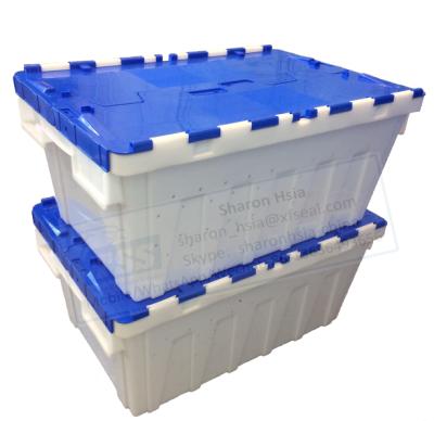 China Disposable Stackable Plastic Tote Storage Bin Lid with no. 600X400X260mm ventilation holes model TSS-TBX604026V for sale