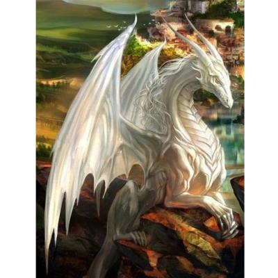 China Modern Diamond Painting White Dragon Diamond Embroidery Animal Cross Stitch Around Resin Pictures Home Decor for sale