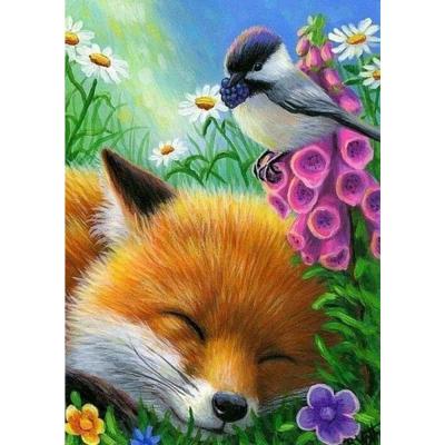 China Modern 5D DIY Diamond Painting Fox and Bird Diamond Mosaic Diamond Embroidery Cross Stitch Animal Home Decor Gift for sale