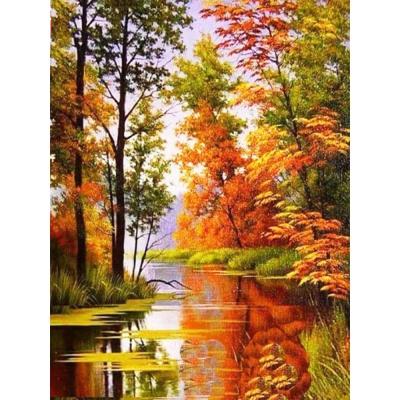 China Modern 5D Diamond Painting Full Round /Square Diamond Mosaic Landscape Diamond Embroidery Autumn Scenery for sale