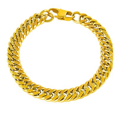 China CLASSIC Jewelry Mens Fashion Gold Plated Stainless Steel Cuban Link Chain Bracelet for sale