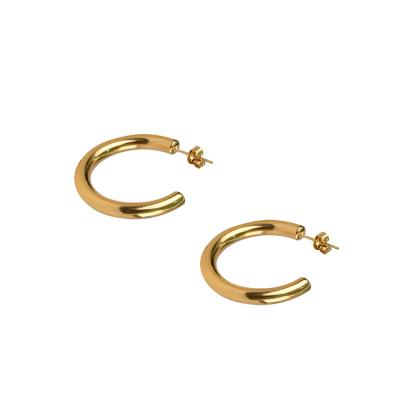 China Hiphop Fashion European Minimalist Jewelry Curve Twist Circle Hoop Earrings Stainless Steel Gold Plated Stud Earrings for sale