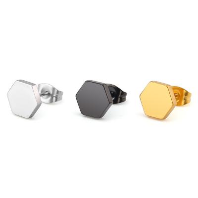 China Simple and Exquisite Hexagonal Geometric Studs CLASSIC Titanium Steel Plated Stainless Steel Stud Earrings for sale