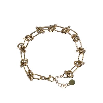 China Metal Punk Geometric Knot Jewelry Fashion Thick Rolo Chain Gold Plated Round Chain Bracelet Women for sale