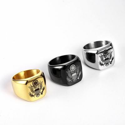 China Hot Selling Customized Icon Solid CLASSIC Polished Stainless Steel Ring Smooth Men's LOGO Ring for sale