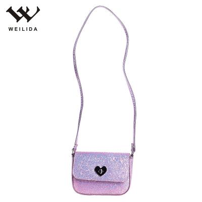 China Modern Purple PU+Glitter Kids Girl Fashion Bags Korean Child Cross - Body Bag for sale