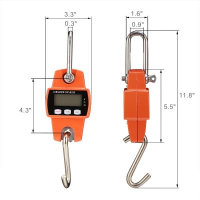 China Low Power 660lb Digital Indicator Hanging Scale with Cast Aluminum Case, 300Kg Hand Held Mini Crane Scale with Hooks for Outdoor Farm Hunting Fishing for sale