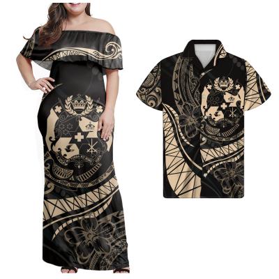 China 2021Fashion Summer New Fashion Women's Sleeveless One-shoulder Dress Anti-Static and Men's Polynesia MONTH TONGA Shirt for sale