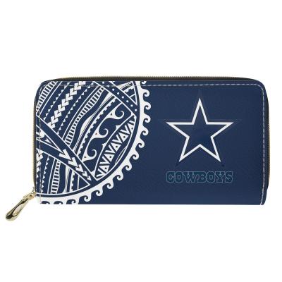 China Hot Selling Waterproof Fashion Wallet Women Portable PU Leather Long Clutch Custom NFL Pinch Polynesian Samoa Style Card Holder Case 1MOQ for sale