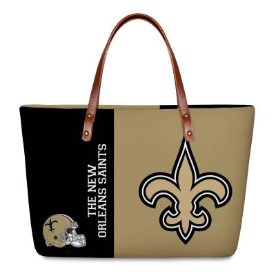 China New Fashionable Durable Women Handbags 2021 American Football Popular Team Tote Bags Ladies Diving Cloth Shoulder Bags For Girls Wholesale for sale