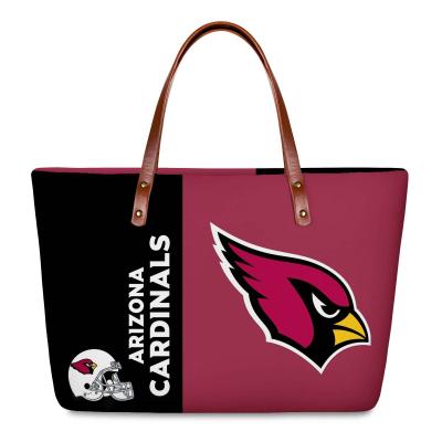 China Durable High Quality Unique Handbags For Women Football Teams Logo Print Tote Bags Purse For Ladies Custom Girls Roomy Shoulder Bags for sale