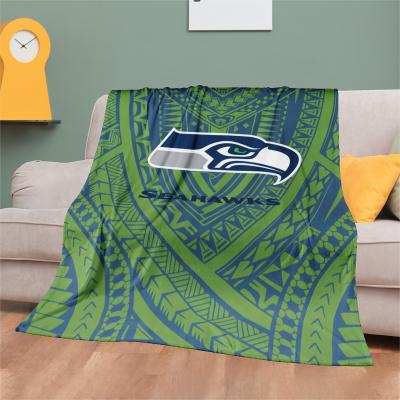 China Anti-Static Football Team Logo Custom Throw Blanket Polynesian NFL Printed Flannel Blankets Wholesale Price Premium Keep Soft Comfortable Warm for sale