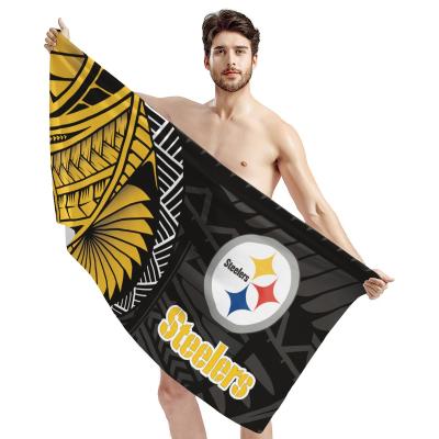 China Wholesale Price 100% Super Soft Domestic NFL Team Style Travel Beach Towels Logo Print Large Towels Polynesian Samoa Cotton Bath Towel for sale