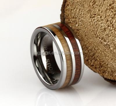 China TUNGSTEN Fashion Jewelry Wholesale Inlay Blank Tungsten Wood Ring for sale